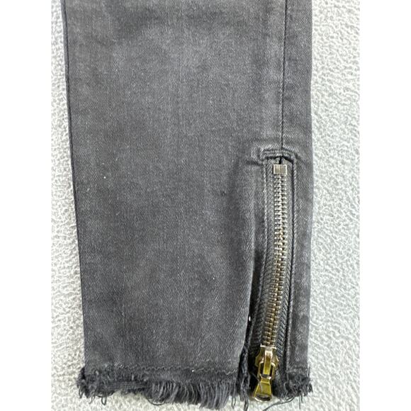 KanCan 5 / 26 Skinny Black Raw Zip Hem Stretch Denim Jeans‎ Distressed - Picture 2 of 9